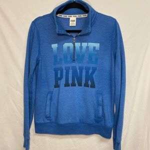 LPink Victoria's Secret blue quarter zip